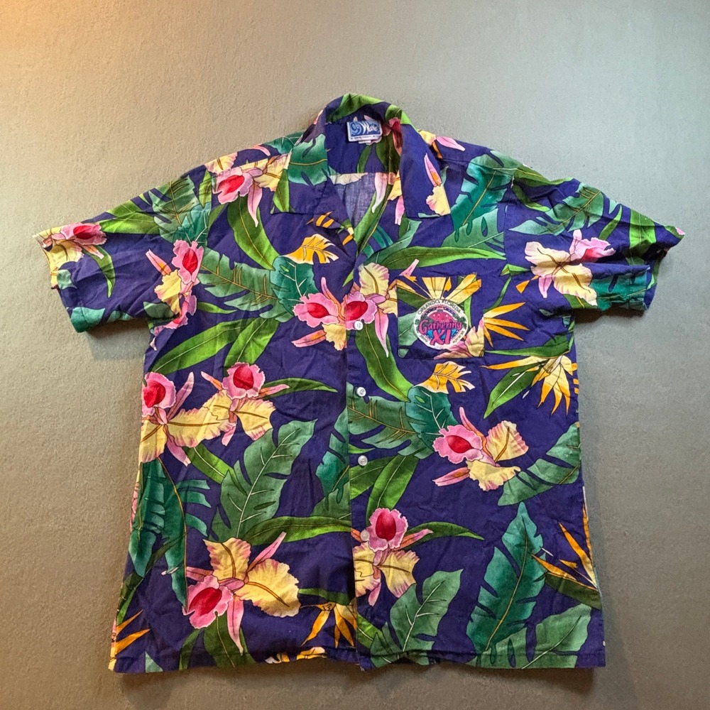 VTG Y2K 9th Wave Mens L Hawaiian Shirt Orlando 1999 AutoZone Gathering XI Aloha